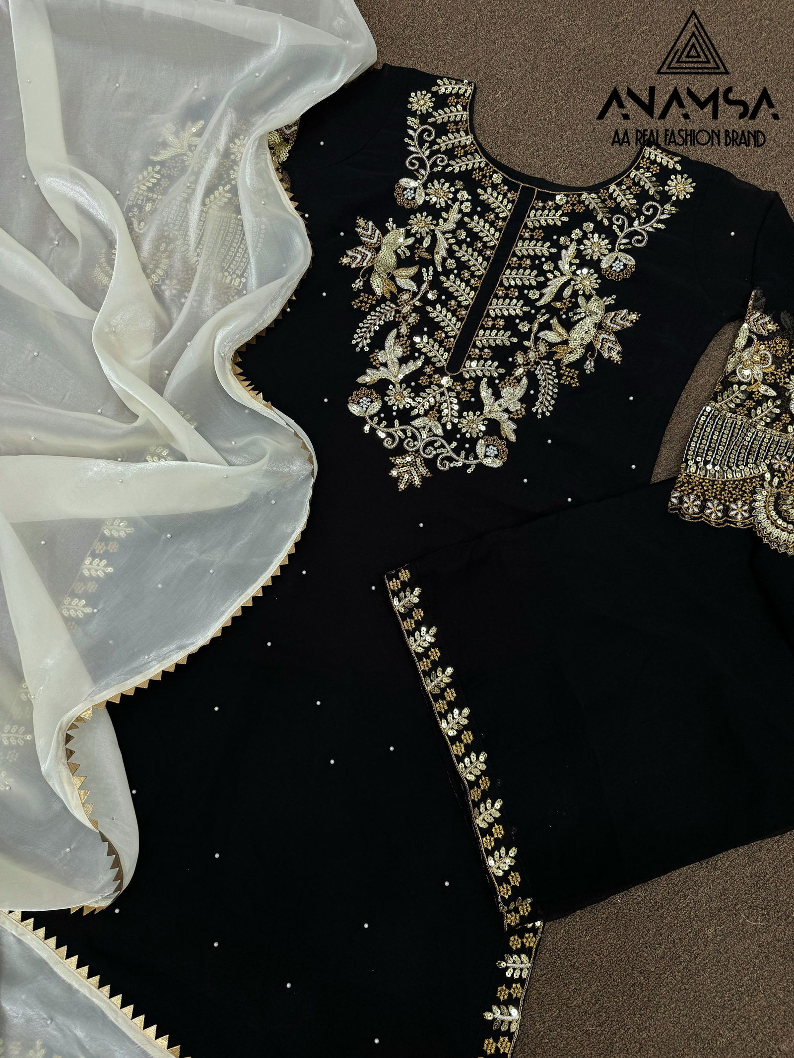 Anamsa 487 Faux Georgette Embroidery Pakistani Suit Wholesale Shop In Surat